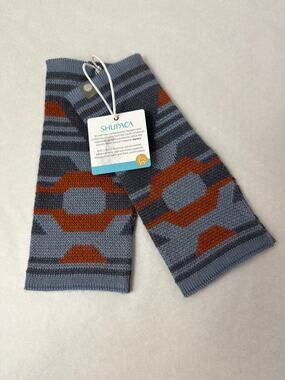 NWT Shupaca 100% Baby Alpaca BLUE Handmade PERU Handwarmer Fingerless Gloves